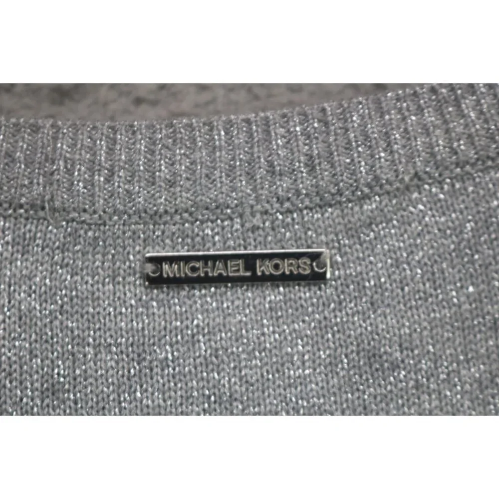 Michael Kors Long Bell‎ Sleeve Silver Sparkling Sweater Dress-L-Event-Evening
